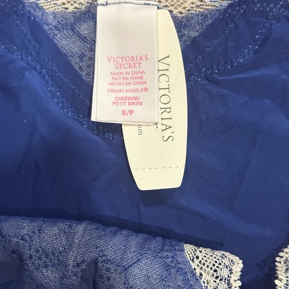 2 Victoria's Secret Dream Angels Cheekini Panties Bundle- Small- Navy Blue Ivory - Picture 4 of 11